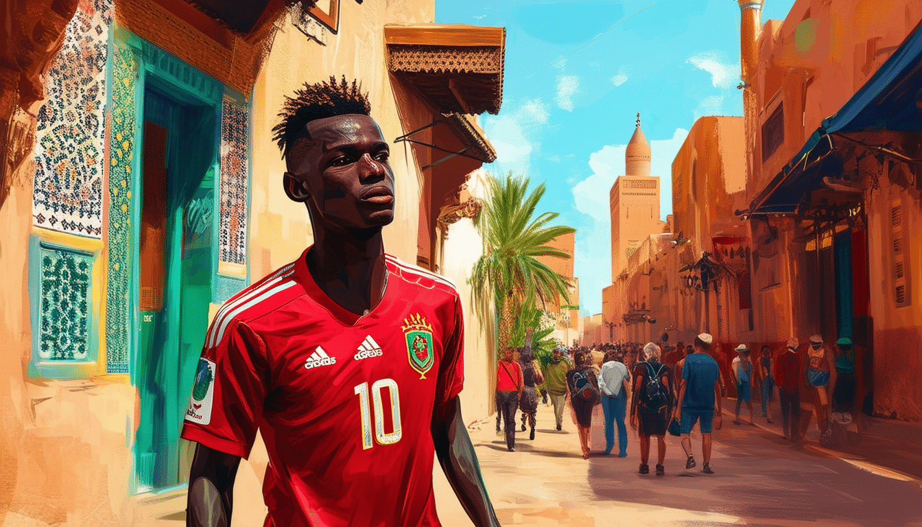 vinicius spotted in marrakech wearing the morocco jersey, sparking excitement and speculation among fans and media.